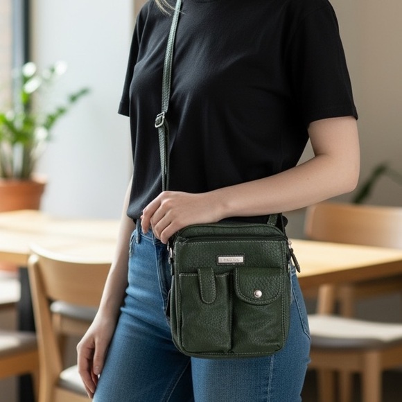 Strada Handbags - Strada Crossbody Bag Green Compartments Organized Pockets SummerTravel Purse